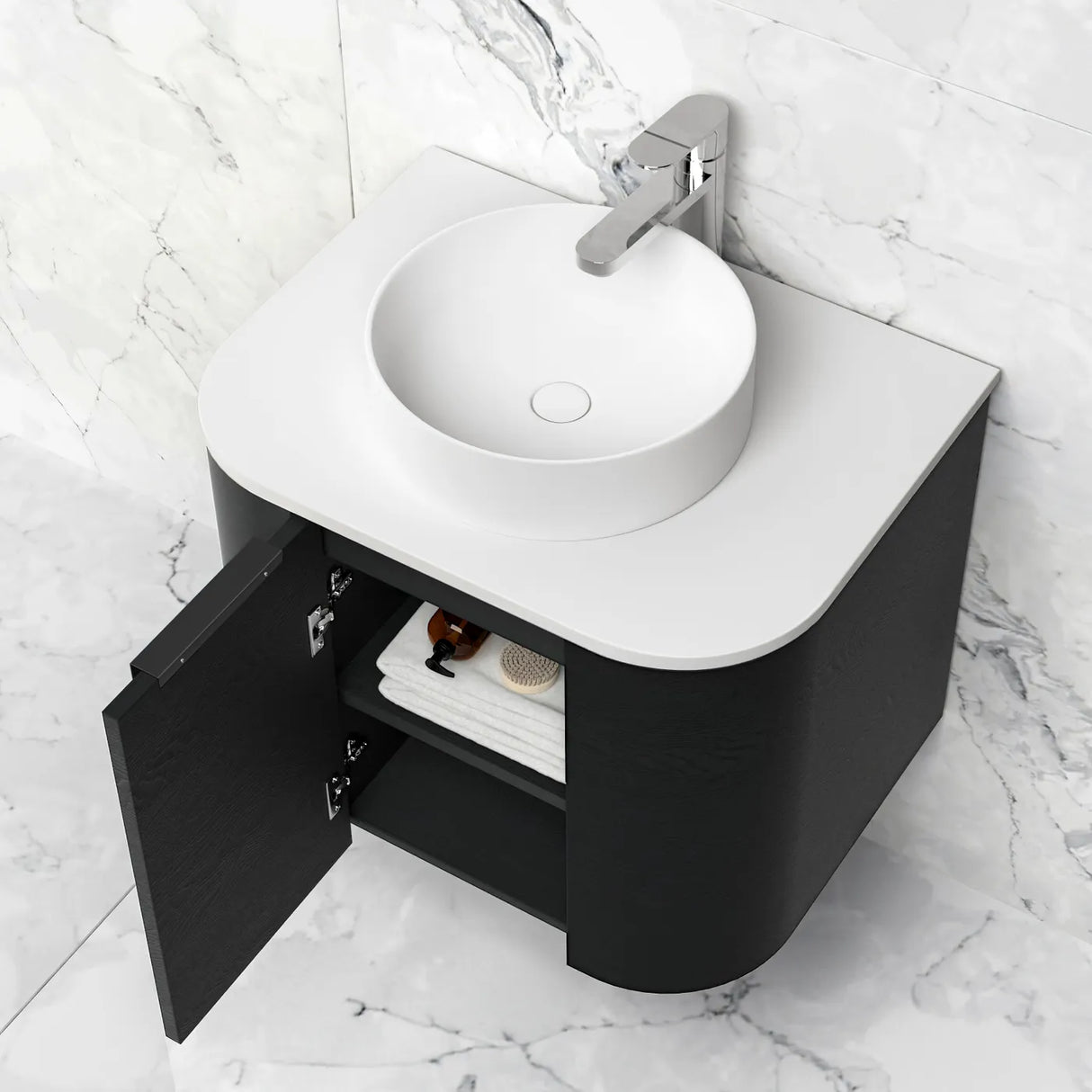 COOGEE Wall Hung Curve Vanity Black Oak