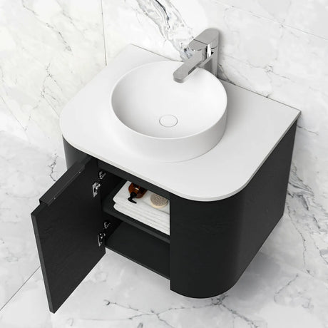 COOGEE Wall Hung Curve Vanity Black Oak