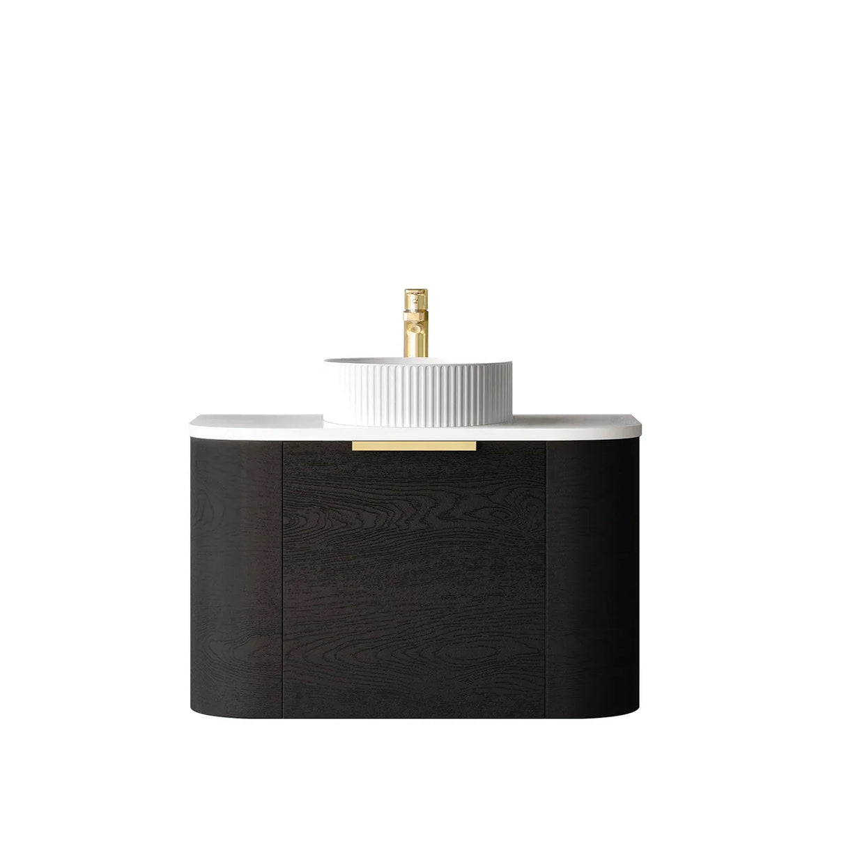 COOGEE Wall Hung Curve Vanity Black Oak
