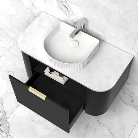 COOGEE Wall Hung Curve Vanity Black Oak