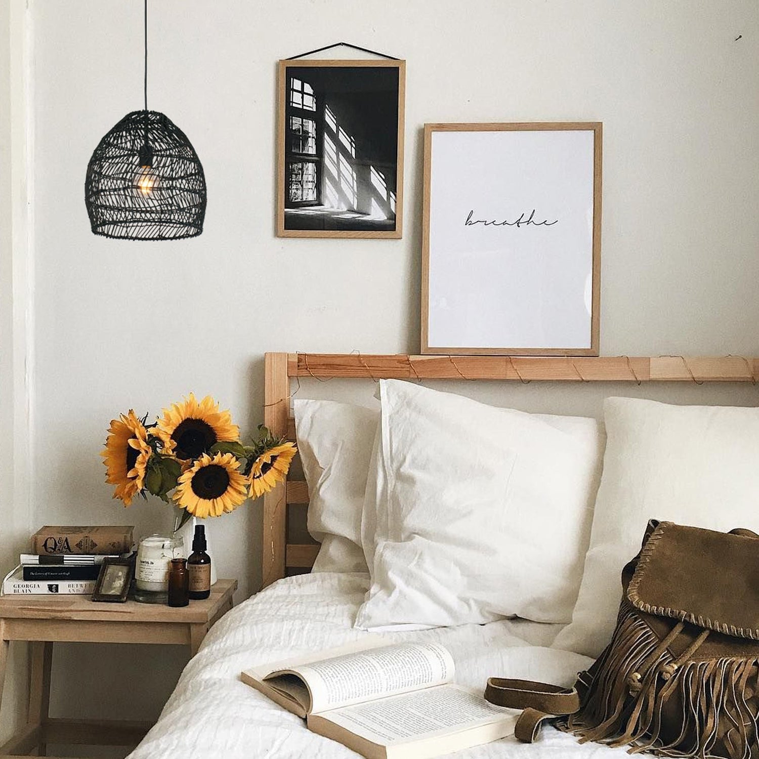 COUP: Bohemian Interior Rattan Matte Black Ellipse Pendant Light