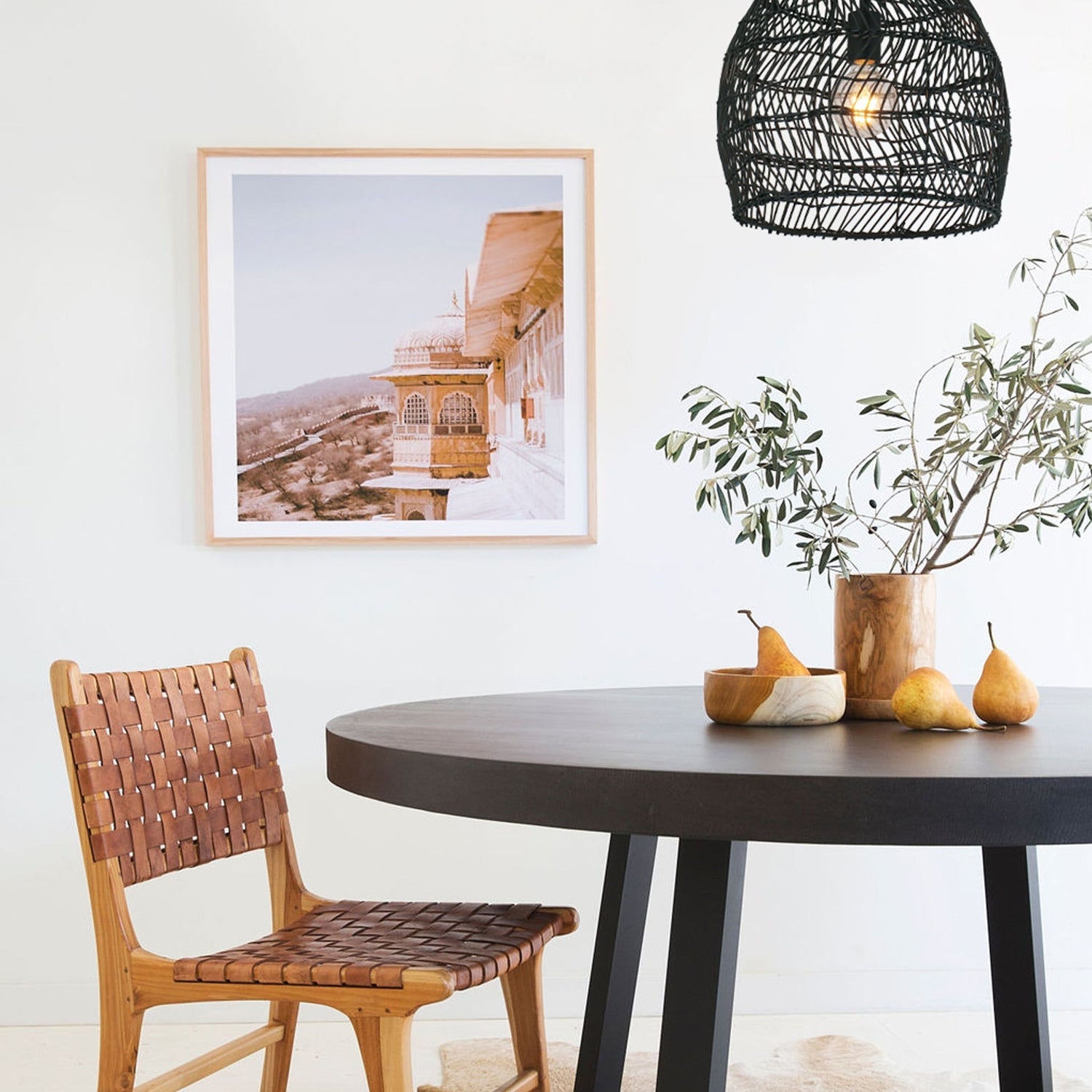 COUP: Bohemian Interior Rattan Matte Black Ellipse Pendant Light