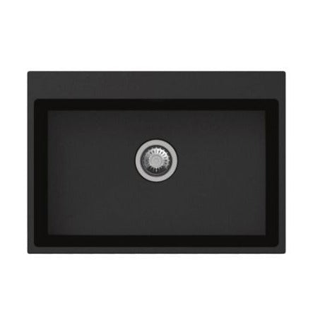 Carysil Black Single Bowl Granite Stone Kitchen Sink Top/Under Mount 680 x 500 x 220mm