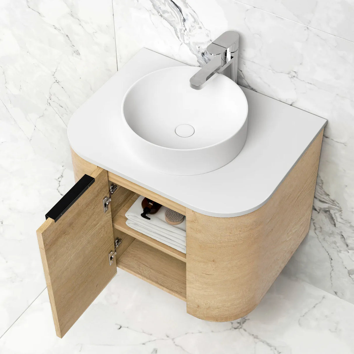 COOGEE Wall Hung Curved Vanity Natural Oak (All Sizes)