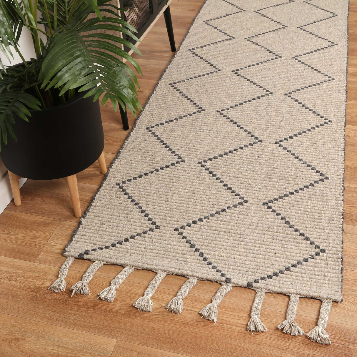 Goa Zig-Zag Wool Blend Ash Rug