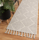Goa Zig-Zag Wool Blend Grey Rug