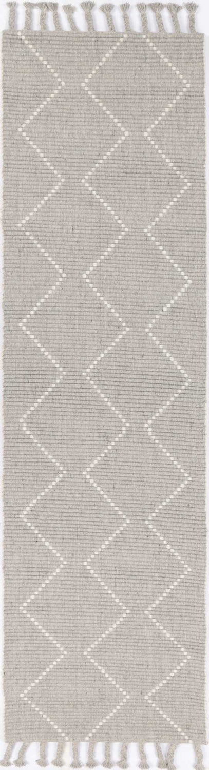 Goa Zig-Zag Wool Blend Grey Rug