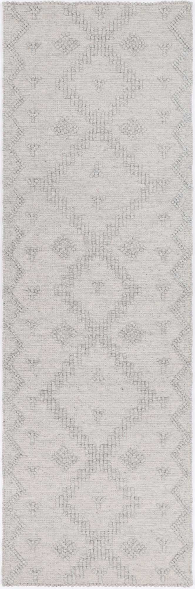 Goa Aztec Wool Blend Grey Rug (No Tassel)