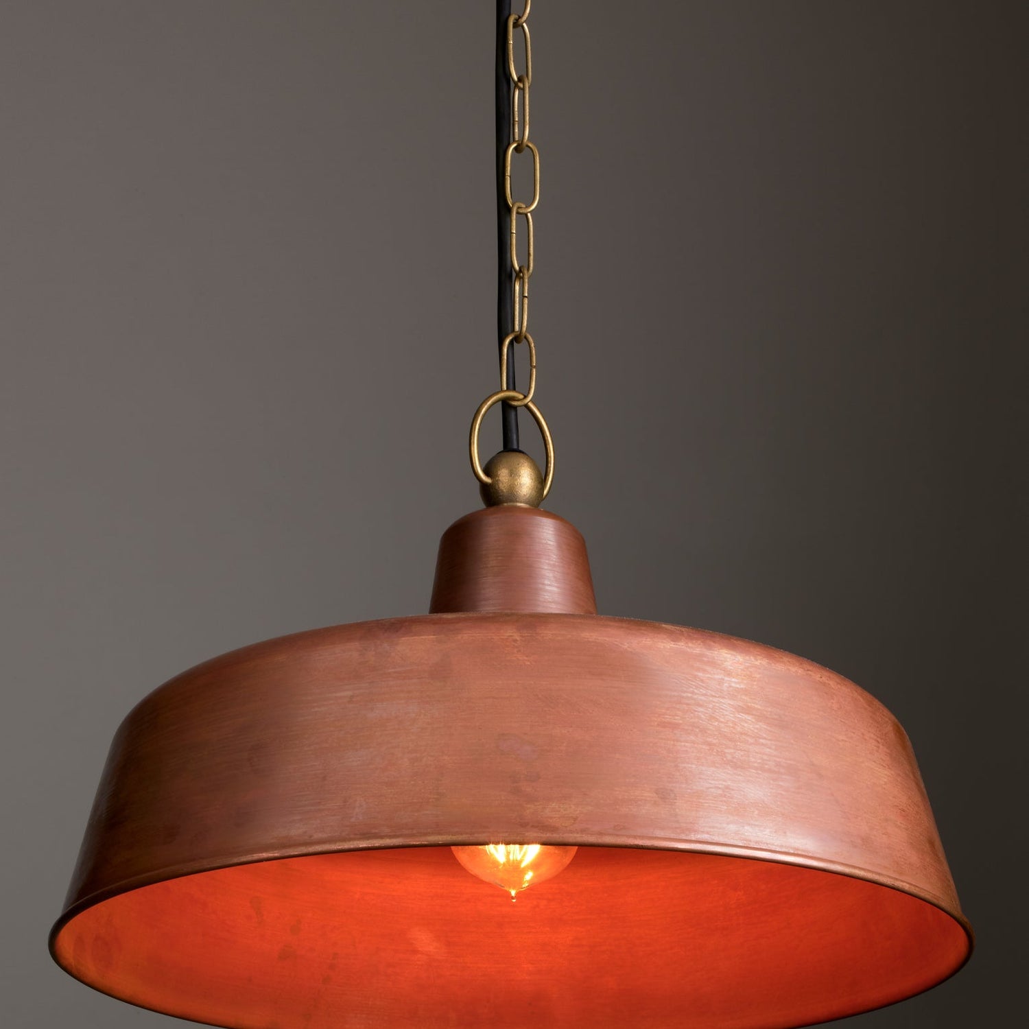 DEKSEL: Industrial Rustic Aged Copper Interior Dome Shape Pendant Light