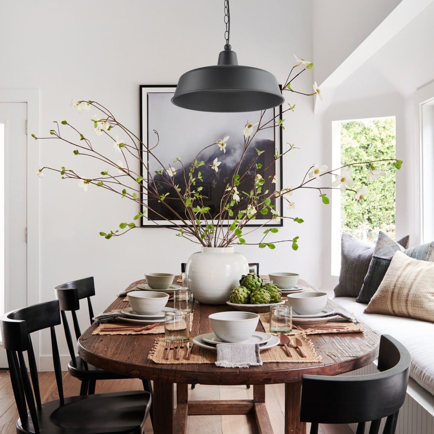 DEKSEL: Industrial Rustic Matte Black Interior Dome Shape Pendant Light