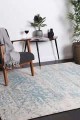 Exquisite Audrey Ivory & Blue Rug