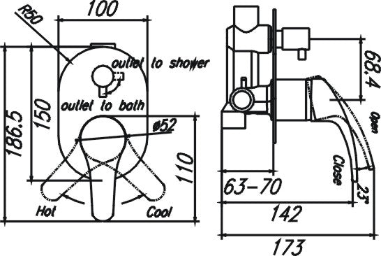 Demos Wall Mixer With Diverter (Chrome)-Clearance