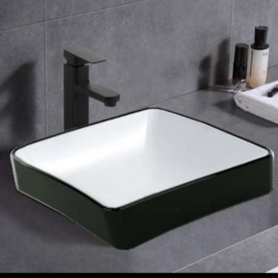 Stella Soft Gloss Black & White Basin (Square: 370x370x140)