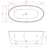 Delta Free Standing Bathtub with No-Overflow (Matte White) 1500/1700mm