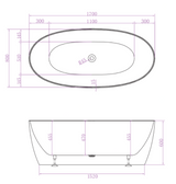 Delta Free Standing Bathtub with No-Overflow (Matte White) 1500/1700mm