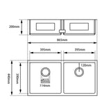 Double Bowl Handmade 304 Stainless Steel Sink 865x440mm
