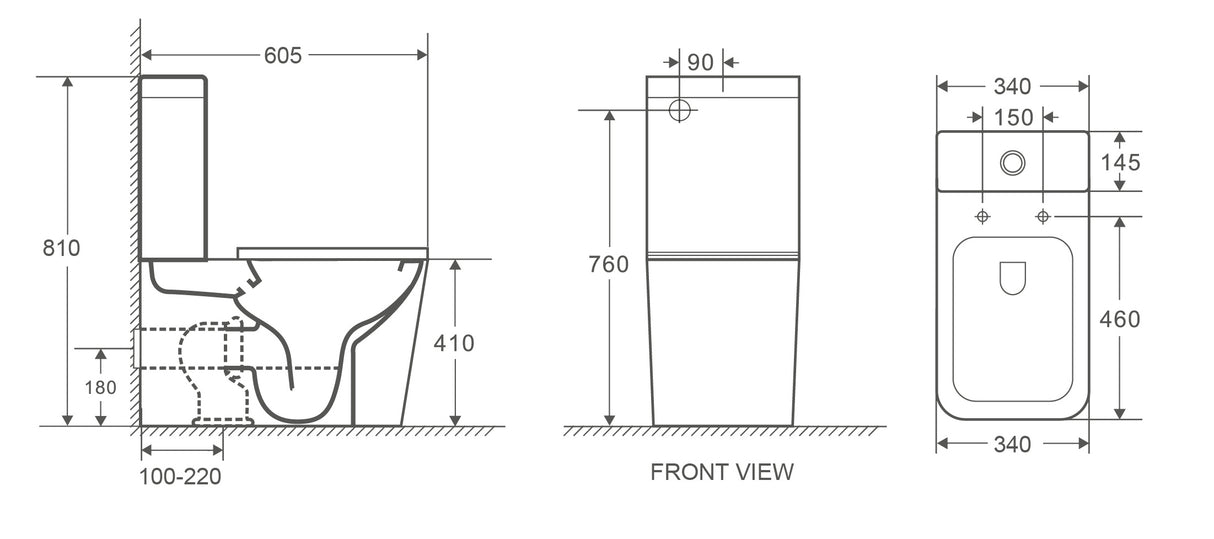 Enox Rimless Back To Wall Toilet Suite (Gloss White)
