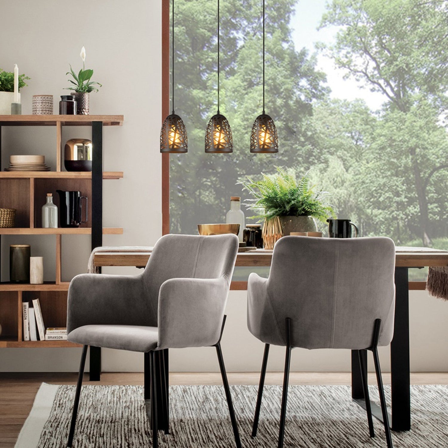 ESCAMA: Interior Iron Cage Ellipse Pendant Lights
