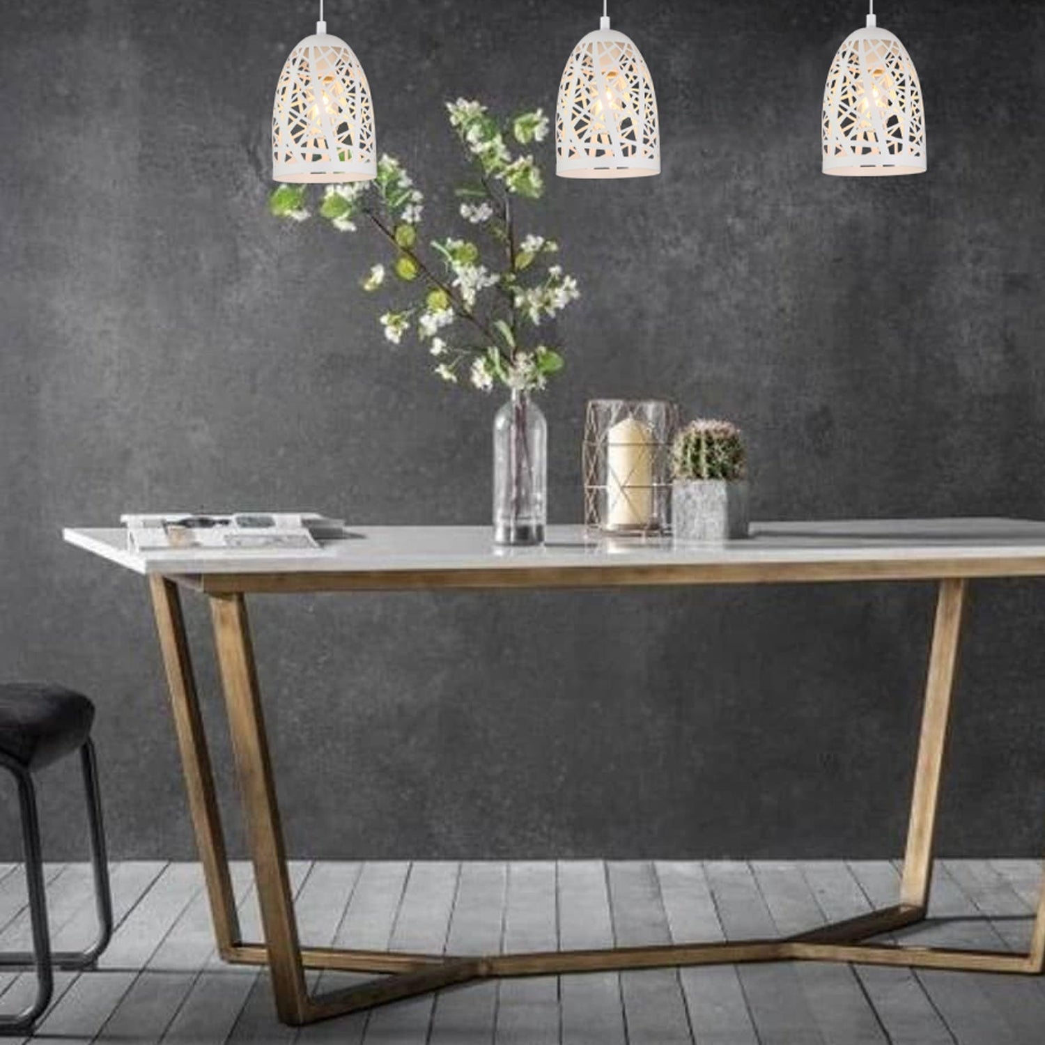 ESCAMA: Interior Iron Cage Ellipse Pendant Lights