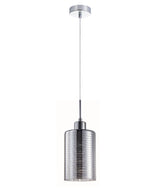ESPEJO1: Interior Iron & Chrome Oblong Glass with Line Effect Pendant Lights