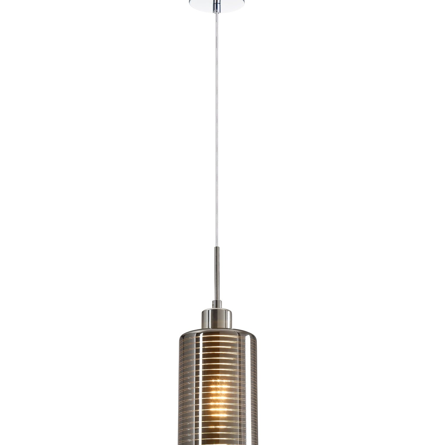 ESPEJO1: Interior Iron & Chrome Oblong Glass with Line Effect Pendant Lights