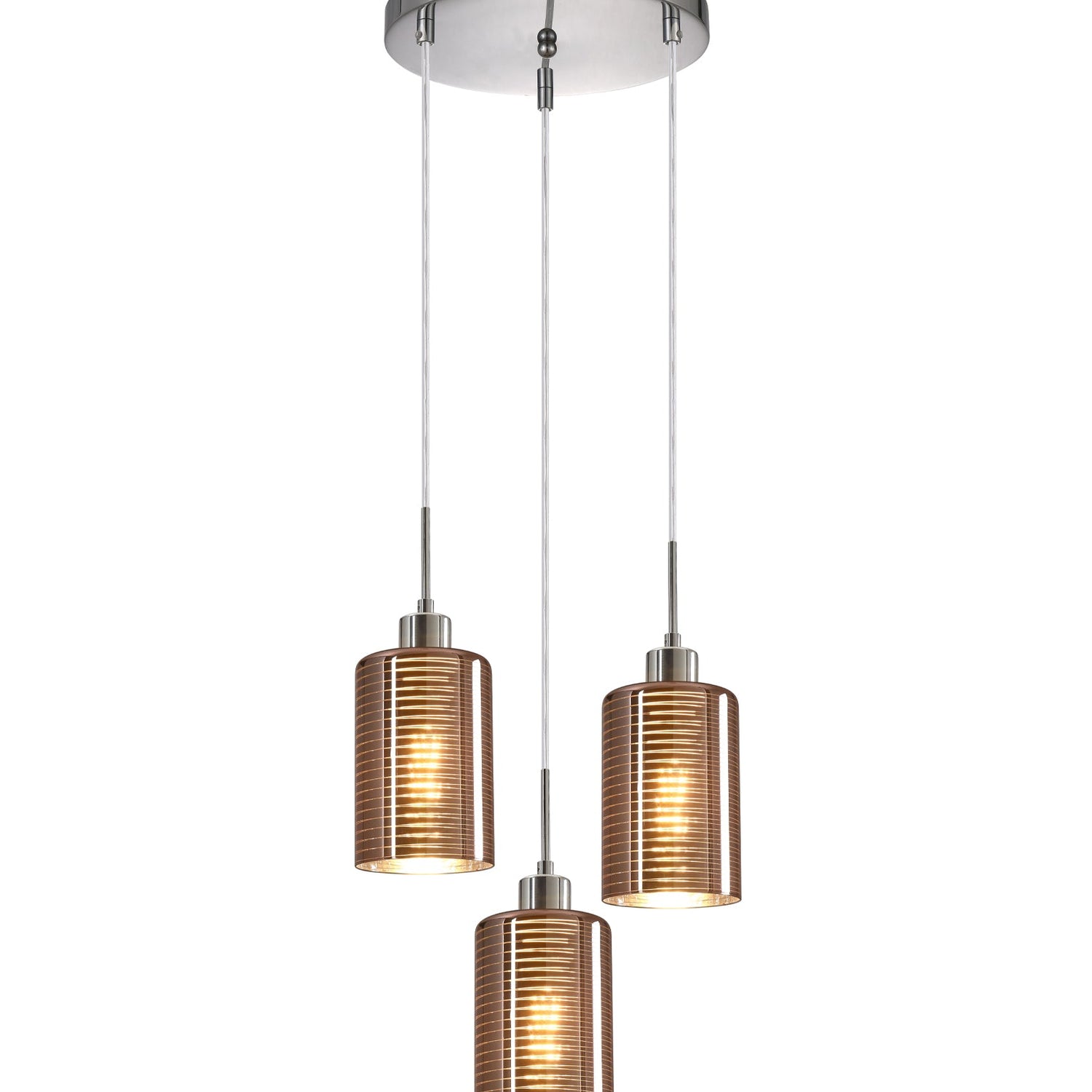 ESPEJO2: Interior Iron & Rose Gold Oblong Glass with Line Effect Pendant Lights