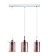 ESPEJO2: Interior Iron & Rose Gold Oblong Glass with Line Effect Pendant Lights