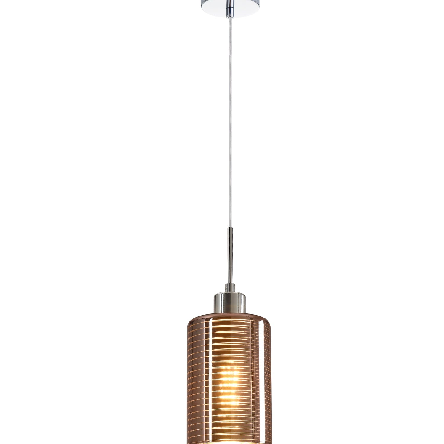 ESPEJO2: Interior Iron & Rose Gold Oblong Glass with Line Effect Pendant Lights