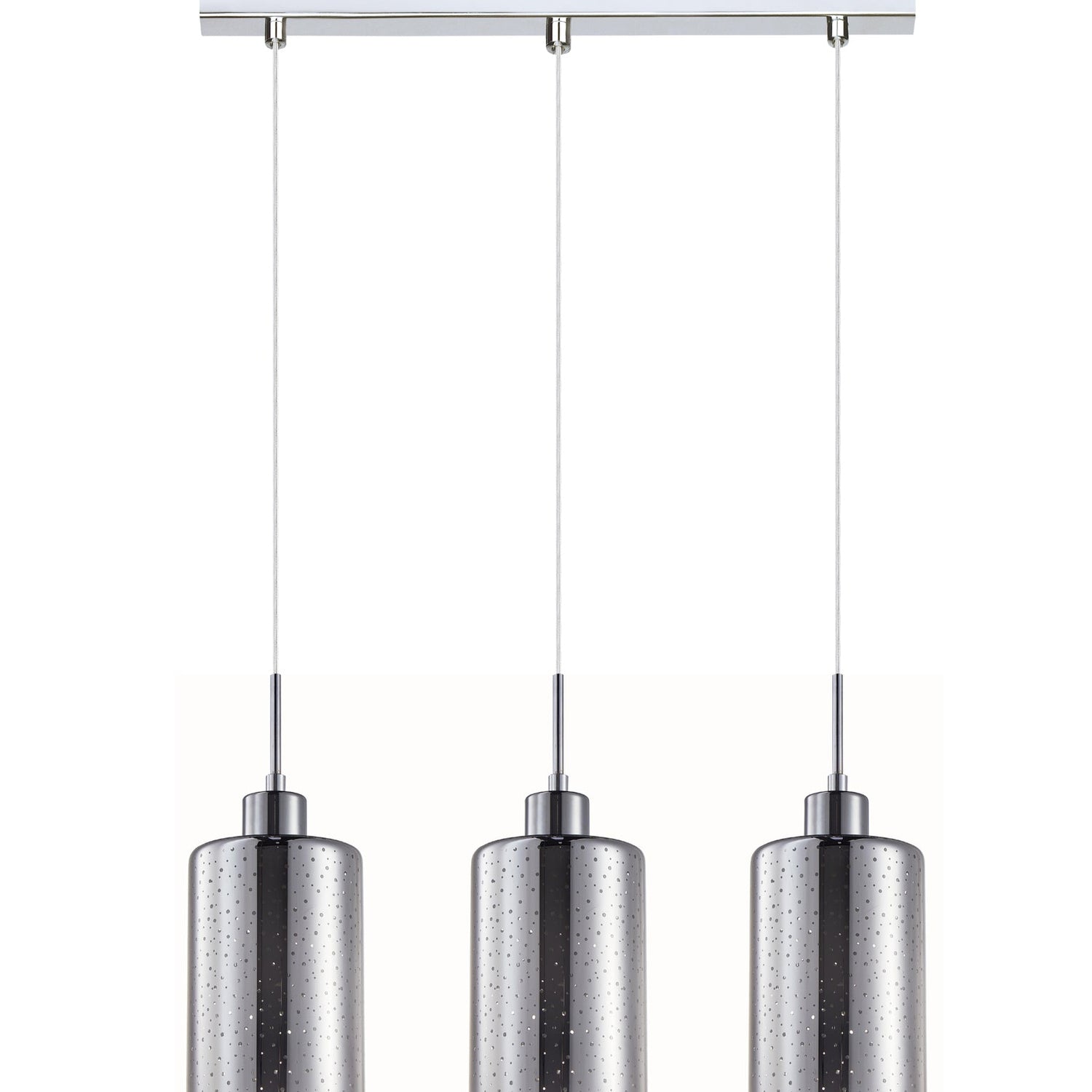 ESPEJO3: Interior Iron & Chrome Oblong Glass with Dotted Effect Pendant Lights