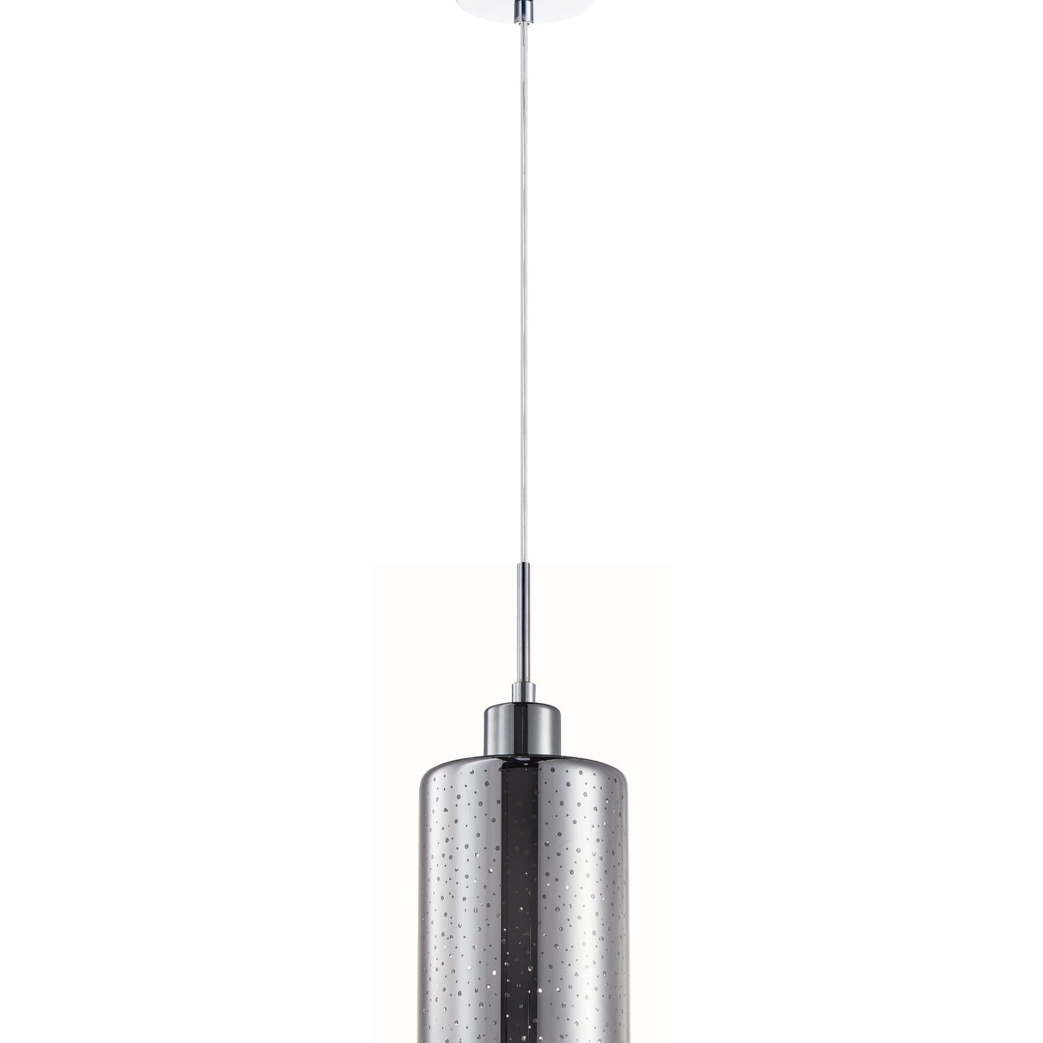 ESPEJO3: Interior Iron & Chrome Oblong Glass with Dotted Effect Pendant Lights