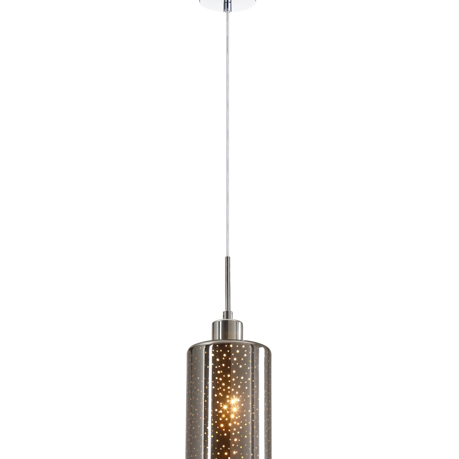 ESPEJO3: Interior Iron & Chrome Oblong Glass with Dotted Effect Pendant Lights