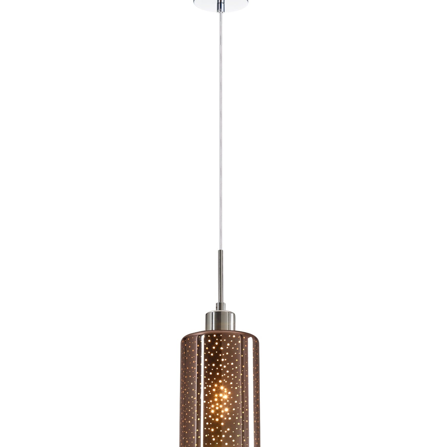 ESPEJO4: Interior Iron & Rose Gold Oblong Glass with Dotted Effect Pendant Lights