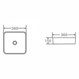 ETNA Square Counter Top Basin 360mm Specification Drawing