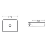 ETNA Rectangle Counter Top Basin 470x360mm Specification Drawing