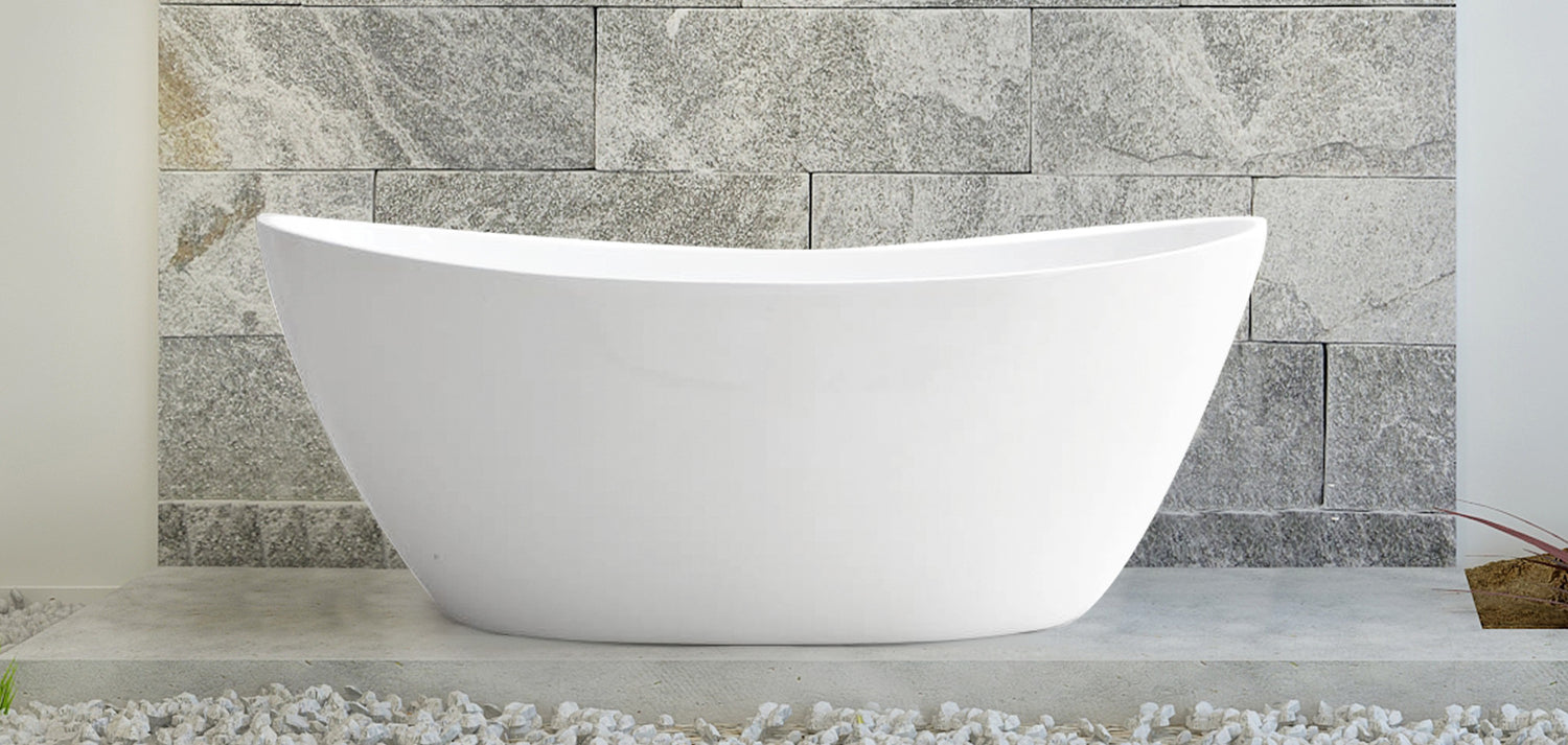Evie Freestanding Bathtub with Non-Overflow (Gloss White/Matte White) (1500/1700mm)-Clearance