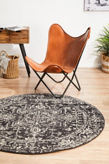 Evoke Charcoal Transitional Round Rug