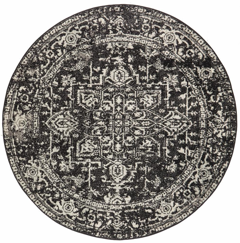 Evoke Charcoal Transitional Round Rug