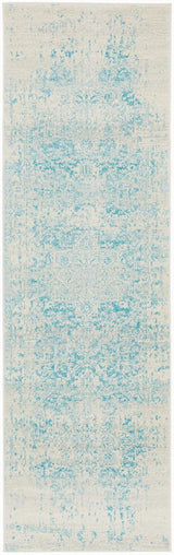 Evoke Glacier White Blue Transitional Runner Rug