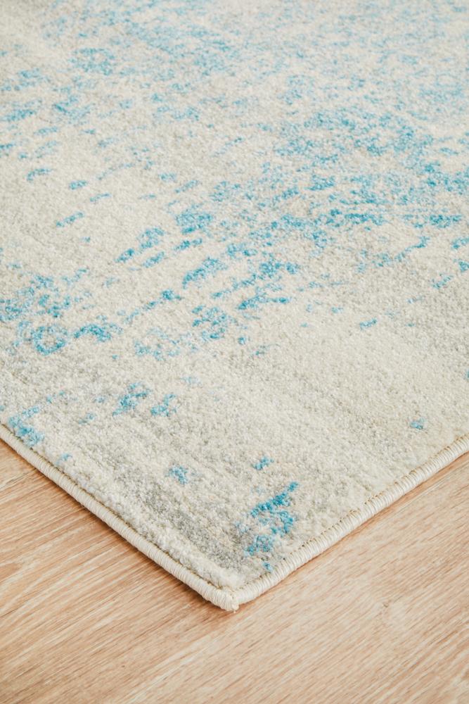 Evoke Glacier White Blue Transitional Runner Rug