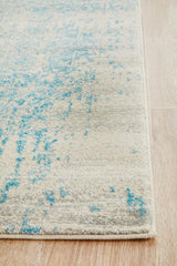 Evoke Glacier White Blue Transitional Runner Rug