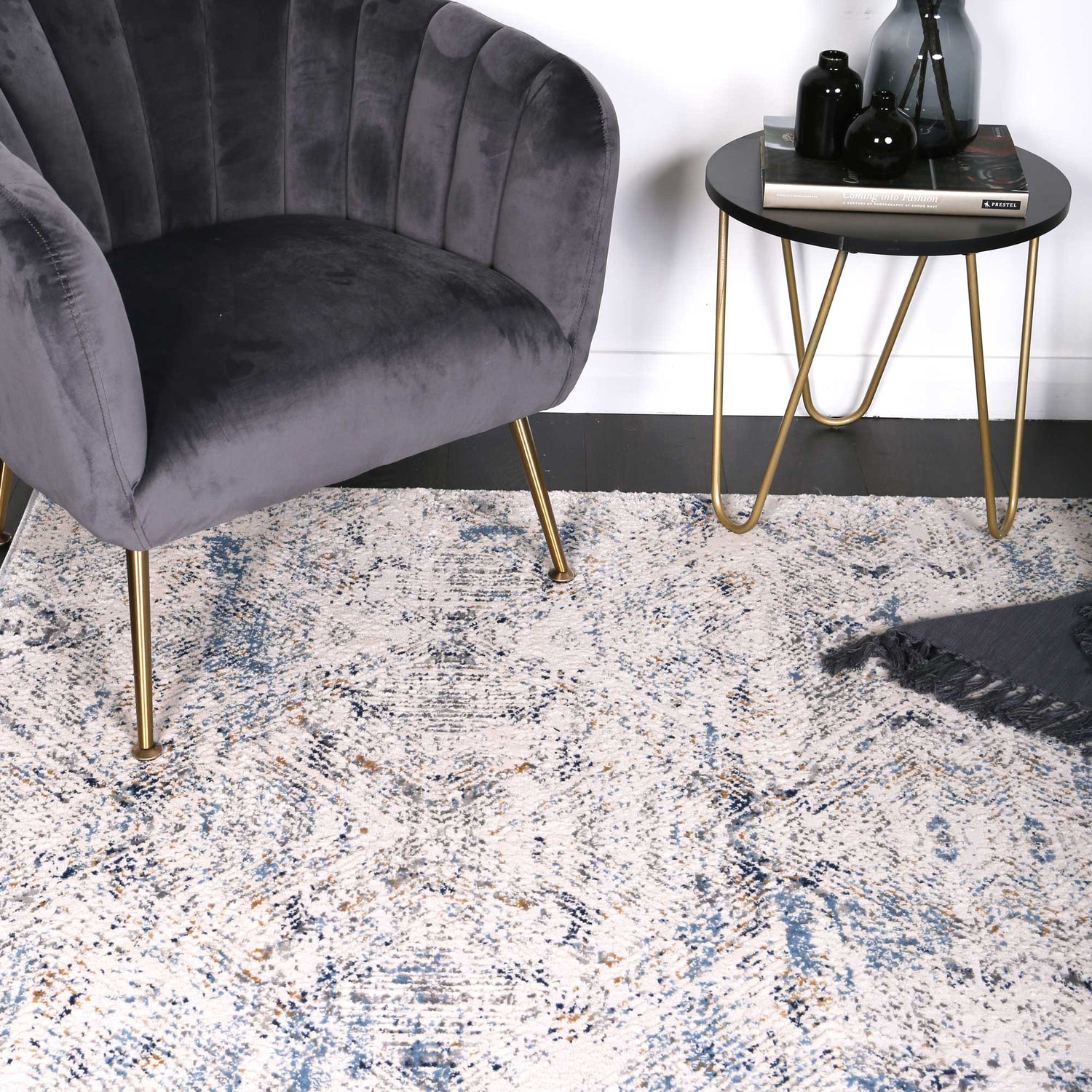Amelia Navy Blue Ikat Rug