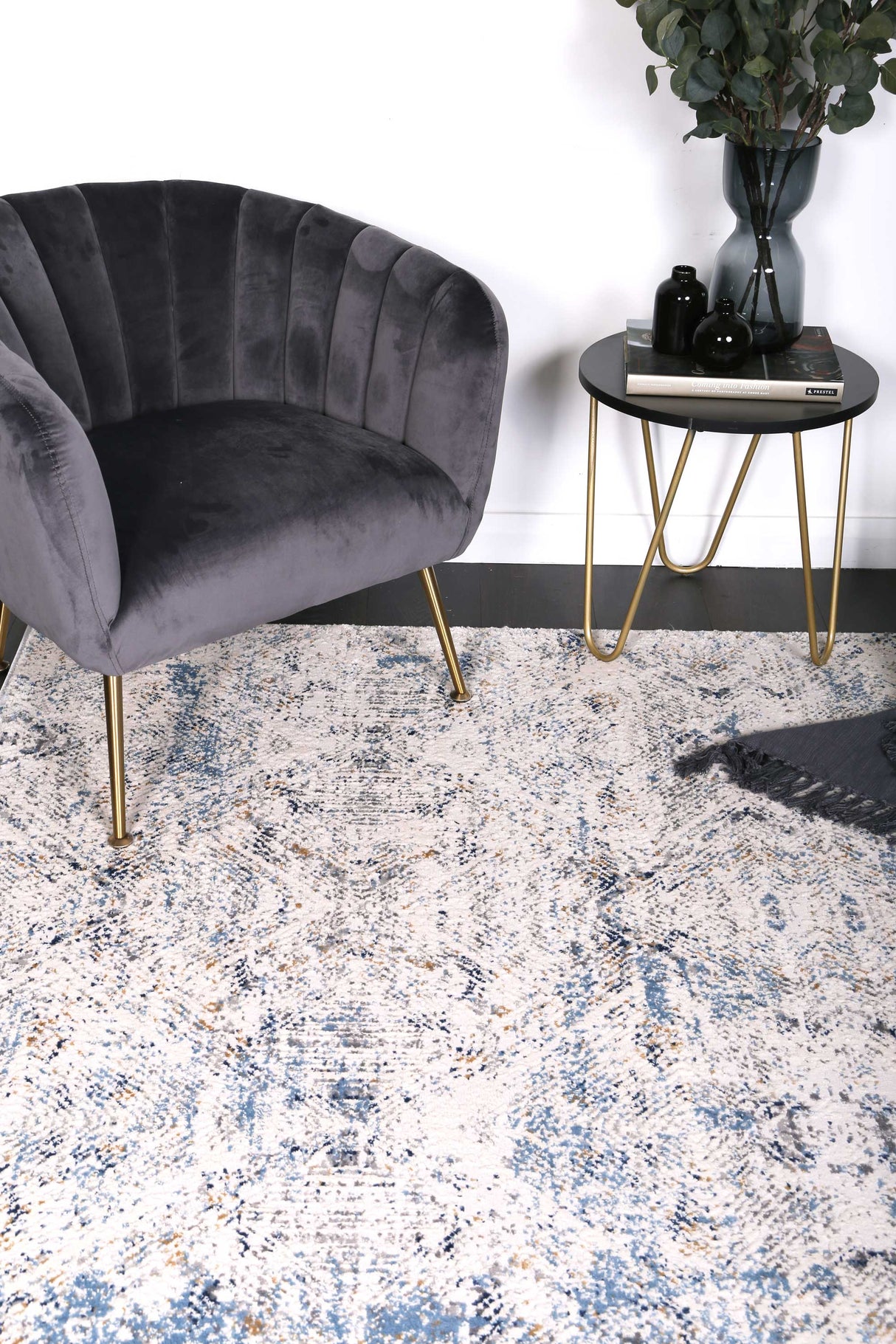 Amelia Navy Blue Ikat Rug