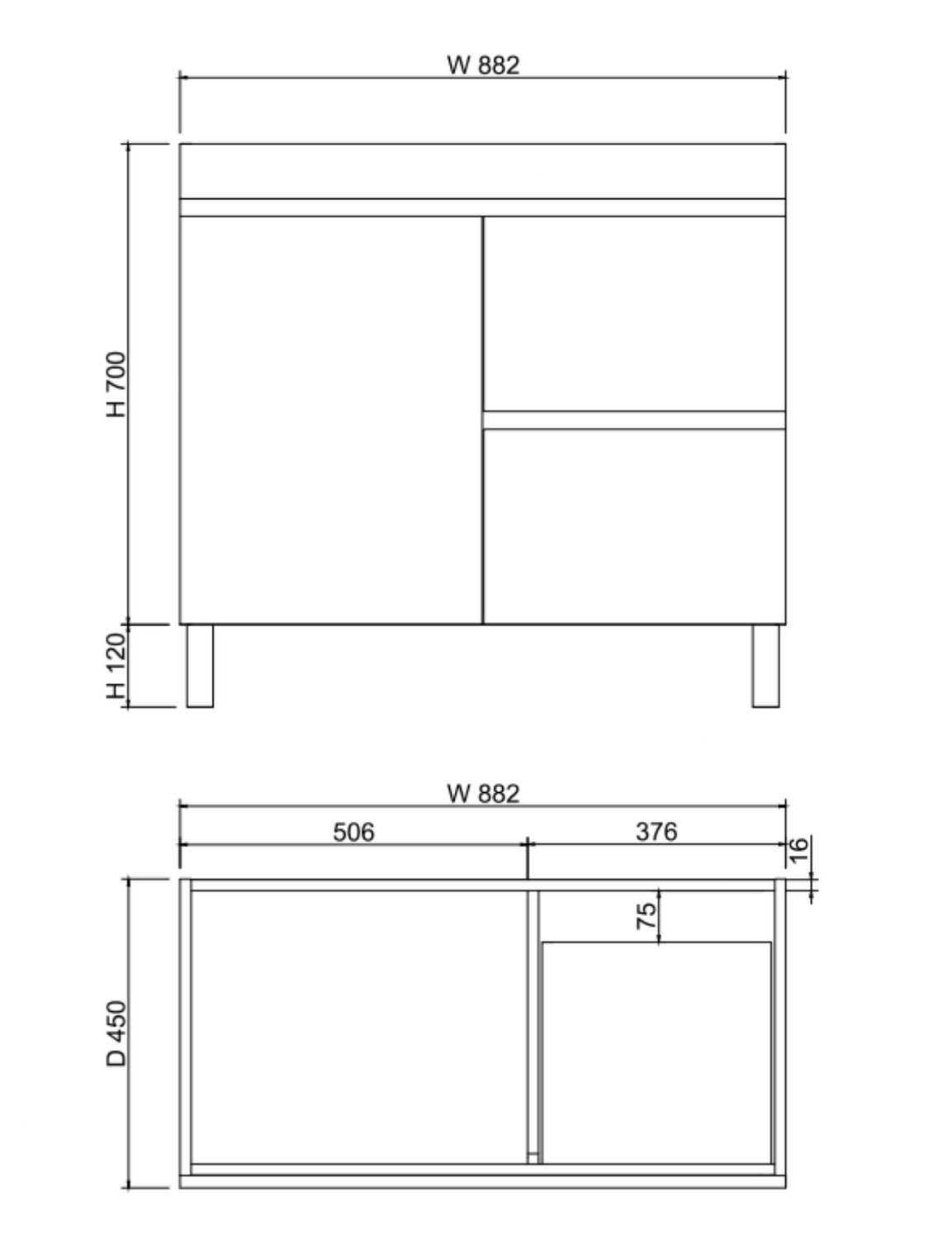ABS DFL2 Dark Oak Freestanding Vanity 900mm - Clearance