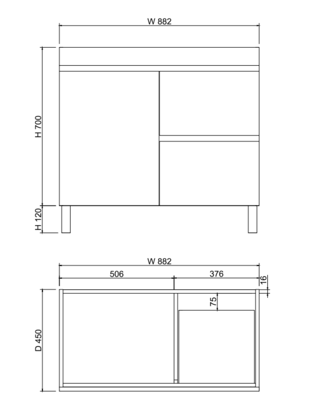 ABS DFL2 Dark Oak Freestanding Vanity 900mm - Clearance