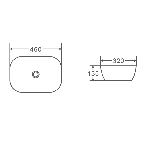 Evea Above Counter Basin (Rectangle: 460x320x135)