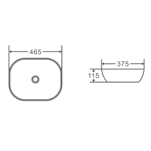 Evea Above Counter Oval Basin (Oval: 465x375x115)