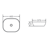 Evea Above Counter Oval Basin (Oval: 465x375x115)