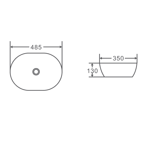 Evea Above Counter Basin (Oval: 485x350x130)