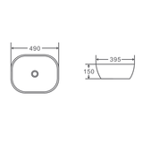 Evea Above Counter Oval Basin (Oval: 490x395x150)