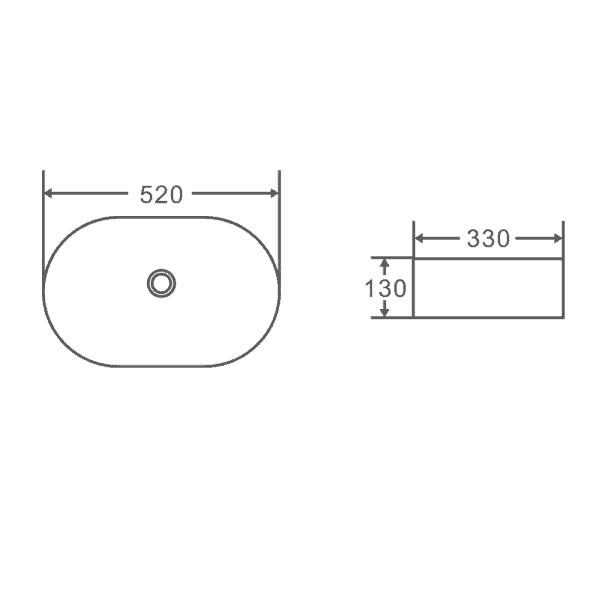 Evea Above Counter Basin (Oval: 520x330x130)